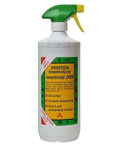 Das Insektenschutzmittel Insecticide 2000 bekämpft fliegende und kriechende Schadinsekten. Es wirkt nicht auf Warmblüter und kann bei Tieren und im Gartenbereich angewendet werden.